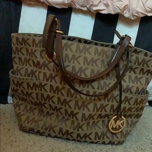 Michael Kors Brown Logo Tote with Gold Accent